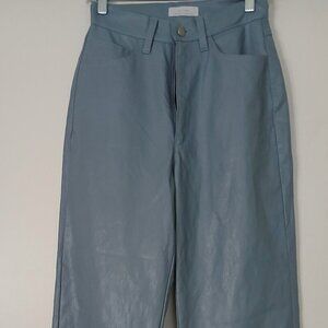 Like New Oat and Fort Light Grey Blue Pleather Wideleg Pants Size 3/4